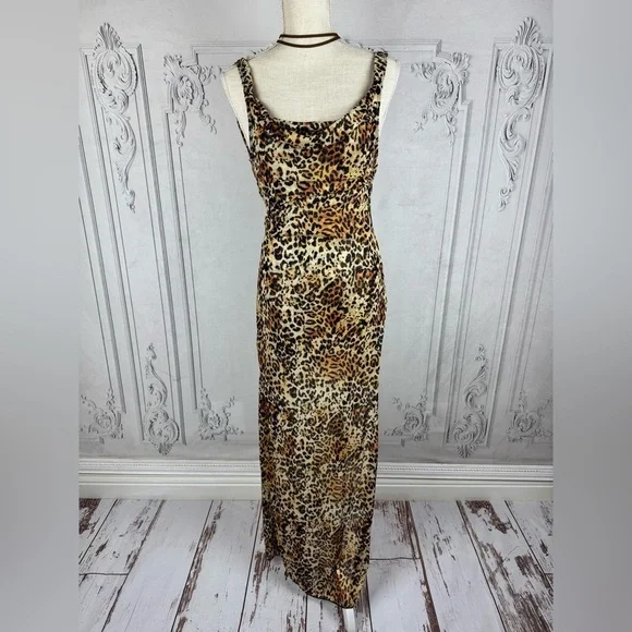 Catwalk Sexy Backless Leopard See Through Cowl Neckline Vacation Beach D… - Picture 2 of 10
